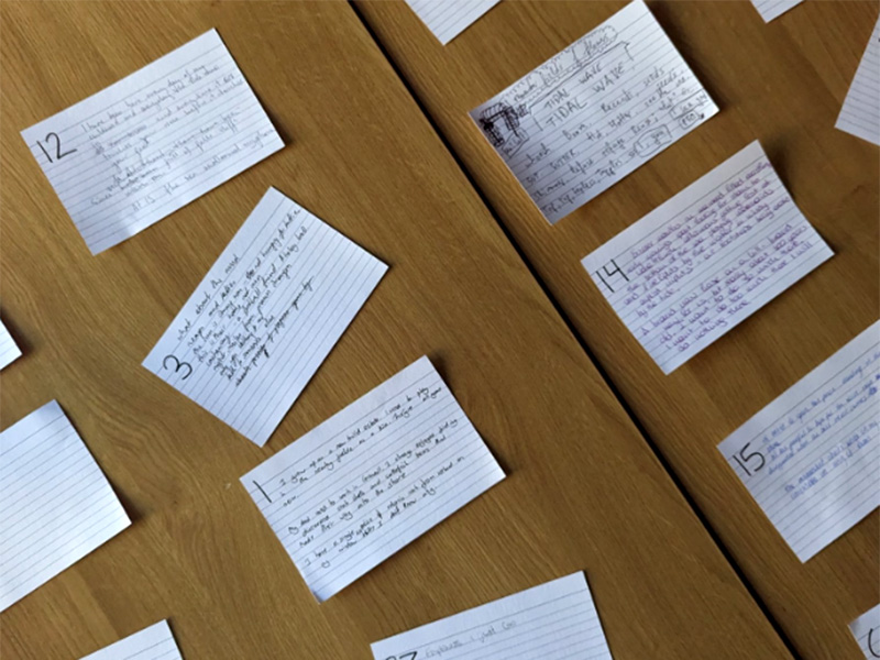 Hand-written cue cards
